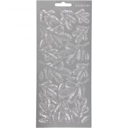 Stickers, kvist, ark 10x23 cm, silver, 1 ark [HOB-170237]