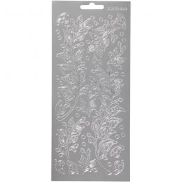 Stickers, blad, ark 10x23 cm, silver, 1 ark [HOB-170239]