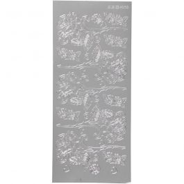 Stickers, rosor, ark 10x23 cm, silver, 1 ark [HOB-170251]