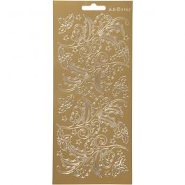 Stickers, järnek, ark 10x23 cm, guld, 1 ark [HOB-170252]