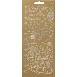 Stickers, enhörning, ark 10x23 cm, guld, 1 ark [HOB-170258]