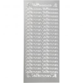 Stickers, velkommen, ark 10x23 cm, silver, 1 ark [HOB-170262]