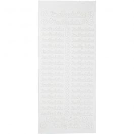 Stickers, indbydelse, ark 10x23 cm, vit, 1 ark [HOB-170266]