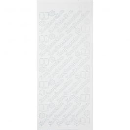 Stickers, konfirmation, ark 10x23 cm, vit, 1 ark [HOB-170274]