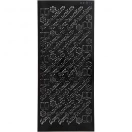 Stickers, konfirmation, ark 10x23 cm, svart, 1 ark [HOB-170275]