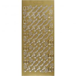 Stickers, konfirmation, ark 10x23 cm, guld, 1 ark [HOB-170276]