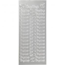 Stickers, bryllup, ark 10x23 cm, silver, 1 ark [HOB-170279]