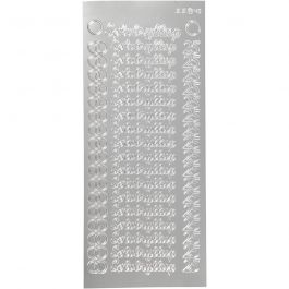 Stickers, sølvbryllup, ark 10x23 cm, silver, 1 ark [HOB-170281]