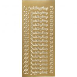 Stickers, guldbryllup, ark 10x23 cm, guld, 1 ark [HOB-170282]