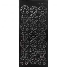 Stickers, fotbollar, ark 10x23 cm, svart, 1 ark [HOB-170284]