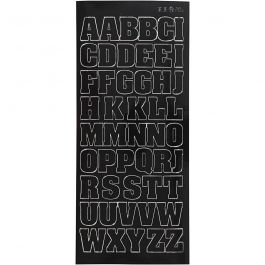 Stickers, stora bokstäver, versaler, ark 10x23 cm, svart, 1 ark [HOB-170288]