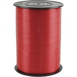 Presentsnöre, B: 10 mm, blank, röd, 250 m/ 1 rl. [HOB-20204]