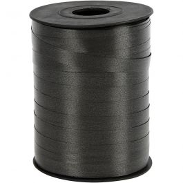 Presentsnöre, B: 10 mm, blank, svart, 250 m/ 1 rl. [HOB-20213]