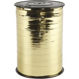 Presentsnöre, B: 10 mm, blank, metallguld, 250 m/ 1 rl. [HOB-20220]