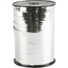 Presentsnöre, B: 10 mm, blank, metallsilver, 250 m/ 1 rl. [HOB-20222]