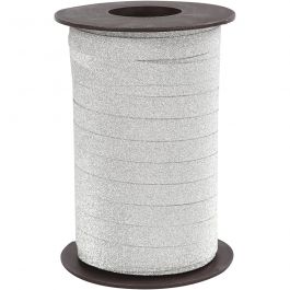 Presentsnören, B: 10 mm, glitter, silver, 100 m/ 1 förp. [HOB-20227]