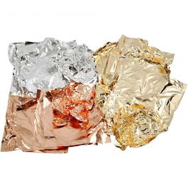 Slagmetall, ark 16x16 cm, koppar, guld, silver, 3x50 ark/ 1 förp. [HOB-20477]