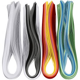 Quilling strimlor, L: 78 cm, B: 5 mm, 120 g, mixade färger, 12x100 st./ 1 förp. [HOB-20799]