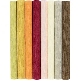 Kräppapper, ark 25x60 cm, Stretchbarhet: 180%, 105 g, dova färger, 8 ark/ 1 förp. [HOB-209002]