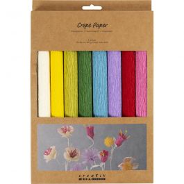 Kräppapper, ark 25x60 cm, Stretchbarhet: 180%, 105 g, standardfärger, 8 ark/ 1 förp. [HOB-209003]