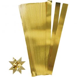 Stjärnstrimlor, L: 45 cm, Dia. 6,5 cm, B: 15 mm, guld, 100 strimlor/ 1 förp. [HOB-20937]