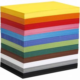 Creativ kartong, A4, ark 210x297 mm, 180 g, mixade färger, 1200 mix. ark/ 1 förp. [HOB-21427]