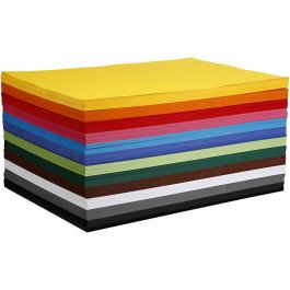 Creativ kartong, A2, ark 420x594 mm, 180 g, mixade färger, 12x100 ark/ 1 förp. [HOB-21429]