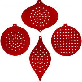 Sykartong, julornament, H: 8,5-12 cm, Hålstl. 3 mm, metallicröd, 8 st./ 1 förp. [HOB-219610]