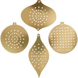 Sykartong, julornament, H: 8,5-12 cm, Hålstl. 3 mm, metallicguld, 8 st./ 1 förp. [HOB-219611]