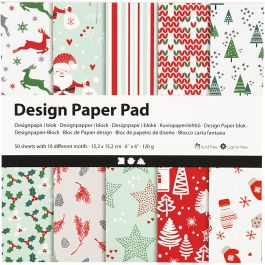 Designpapper, ark 15,2x15,2 cm, 120 g, grön, röd, vit, 50 ark/ 1 förp. [HOB-225908]