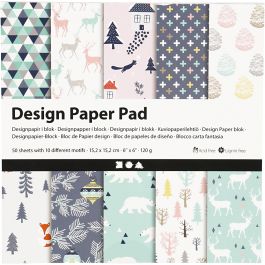 Designpapper, ark 15,2x15,2 cm, 120 g, ljusgrön, rosa, vit, 50 ark/ 1 förp. [HOB-225909]