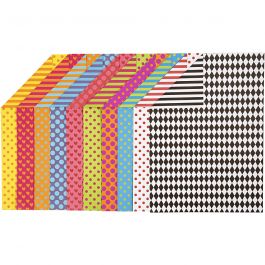 Mönstrad Kartong, A4, ark 210x297 mm, 250 g, mixade färger, 20 mix. ark/ 1 förp. [HOB-229850]
