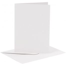 Kort och kuvert, kortstl. 10,5x15 cm, kuvertstl. 11,5x16,5 cm, 110+230 g, vit, 6 set/ 1 förp. [HOB-23010]