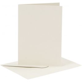 Kort och kuvert, kortstl. 10,5x15 cm, kuvertstl. 11,5x16,5 cm, 110+230 g, råvit, 6 set/ 1 förp. [HOB-23011]