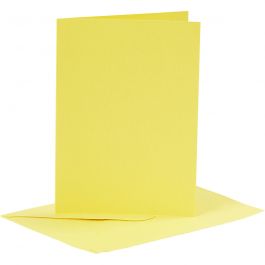 Kort och kuvert, kortstl. 10,5x15 cm, kuvertstl. 11,5x16,5 cm, 110+220 g, gul, 6 set/ 1 förp. [HOB-23012]
