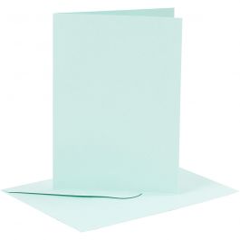 Kort och kuvert, kortstl. 10,5x15 cm, kuvertstl. 11,5x16,5 cm, 110+220 g, ljusblå, 6 set/ 1 förp. [HOB-23013]