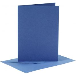 Kort och kuvert, kortstl. 10,5x15 cm, kuvertstl. 11,5x16,5 cm, 110+220 g, blå, 6set/ 1 förp. [HOB-23014]