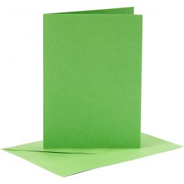 Kort och kuvert, kortstl. 10,5x15 cm, kuvertstl. 11,5x16,5 cm, 110+220 g, grön, 6 set/ 1 förp. [HOB-23015]