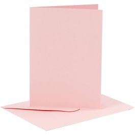 Kort och kuvert, kortstl. 10,5x15 cm, kuvertstl. 11,5x16,5 cm, 110+220 g, rosa, 6set/ 1 förp. [HOB-23016]