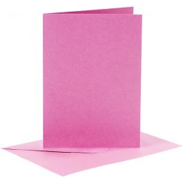 Kort och kuvert, kortstl. 10,5x15 cm, kuvertstl. 11,5x16,5 cm, 110+220 g, rosa, 6 set/ 1 förp. [HOB-23017]