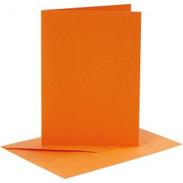 Kort och kuvert, kortstl. 10,5x15 cm, kuvertstl. 11,5x16,5 cm, 110+220 g, orange, 6 set/ 1 förp. [HOB-23018]