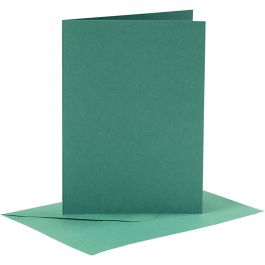 Kort och kuvert, kortstl. 10,5x15 cm, kuvertstl. 11,5x16,5 cm, 110+230 g, mörkgrön, 6 set/ 1 förp. [HOB-23029]