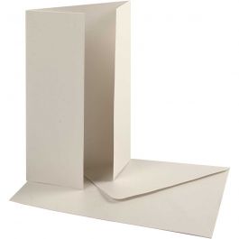 Pärlemorskort med kuvert, kortstl. 10,5x15 cm, kuvertstl. 11,5x16,5 cm, 230+120 g, råvit, 10 set/ 1 förp. [HOB-23045]