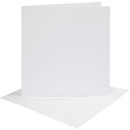 Kort och kuvert, kortstl. 15,2x15,2 cm, kuvertstl. 16x16 cm, 230 g, vit, 4 set/ 1 förp. [HOB-230541]