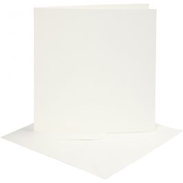 Kort och kuvert, kortstl. 15,2x15,2 cm, kuvertstl. 16x16 cm, 220 g, råvit, 4 set/ 1 förp. [HOB-230542]