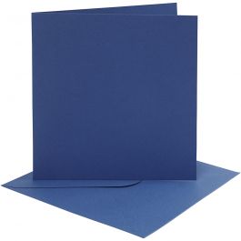 Kort och kuvert, kortstl. 15,2x15,2 cm, kuvertstl. 16x16 cm, 220 g, blå, 4 set/ 1 förp. [HOB-230545]