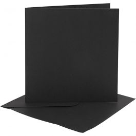 Kort och kuvert, kortstl. 15,2x15,2 cm, kuvertstl. 16x16 cm, 230 g, svart, 4 set/ 1 förp. [HOB-230551]