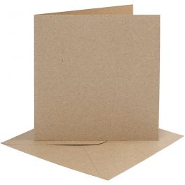 Kort och kuvert, kortstl. 15,2x15,2 cm, kuvertstl. 16x16 cm, 230 g, natur, 4 set/ 1 förp. [HOB-230552]