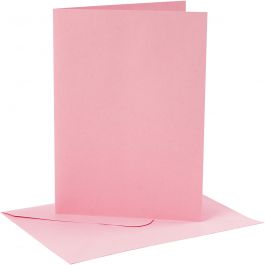 Kort och kuvert, kortstl. 12,7x17,8 cm, kuvertstl. 13,3x18,5 cm, 220 g, rosa, 4 set/ 1 förp. [HOB-230565]