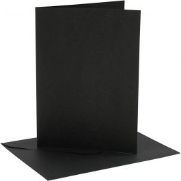 Kort och kuvert, kortstl. 12,7x17,8 cm, kuvertstl. 13,3x18,5 cm, 230 g, svart, 4 set/ 1 förp. [HOB-230567]